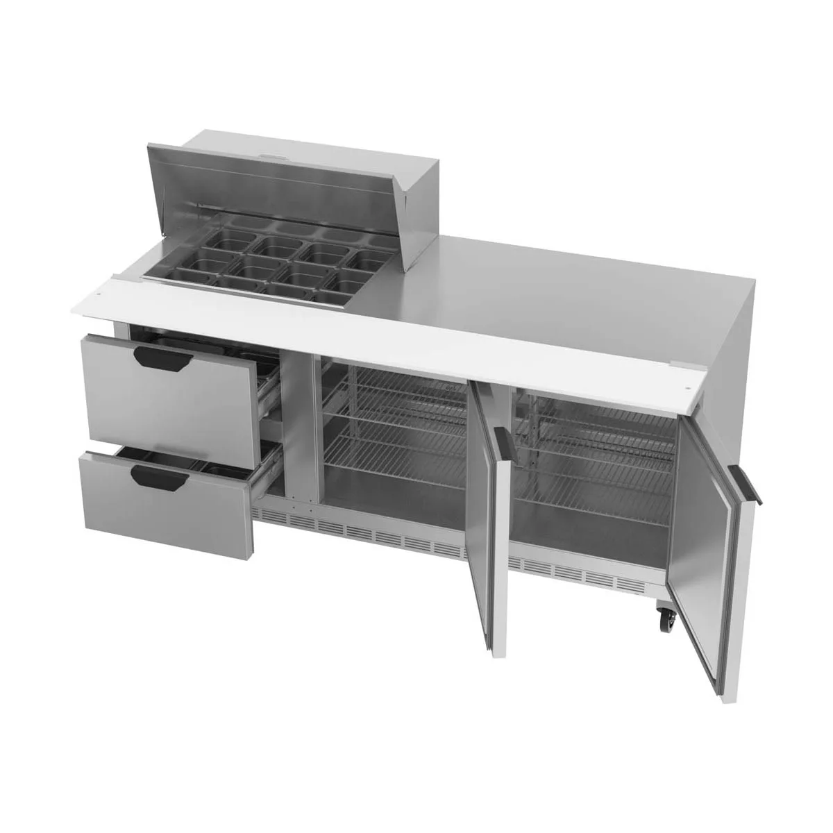 Beverage Air SPED72HC-12M-2 72" Mega Top Sandwich/Salad Prep Table w/ 2 Drawers & 2 Doors, 12 pans