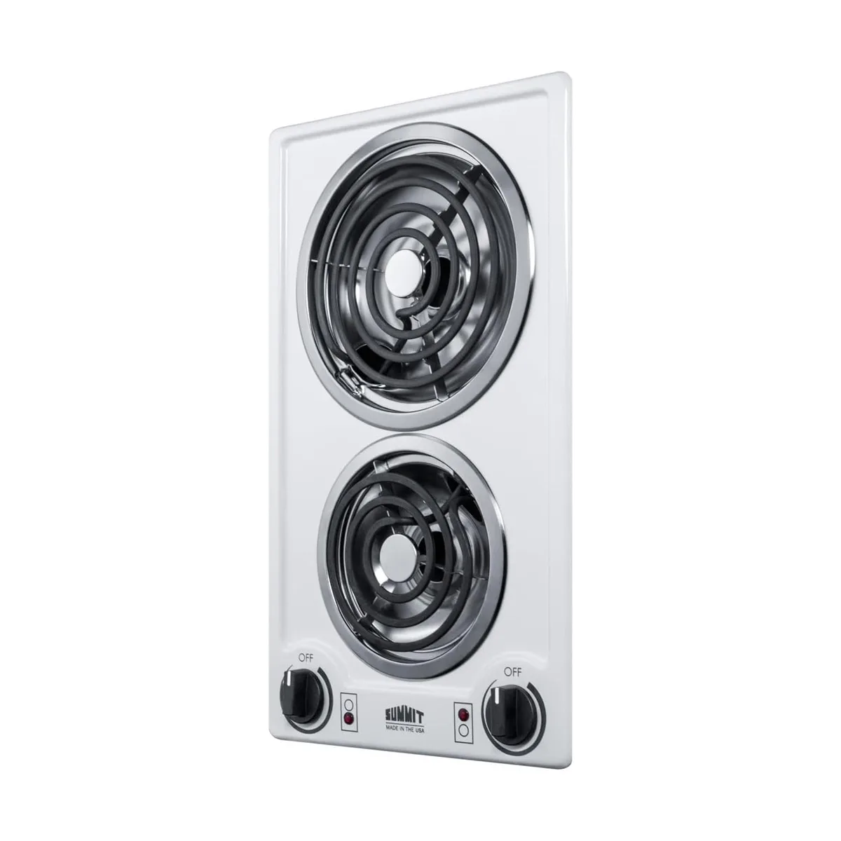 Summit CCE225WH 12" Electric Radiant Cooktop w/ (2) Spiral Burners, Manual Controls, White Porcelain, 1.625 kW, 230v