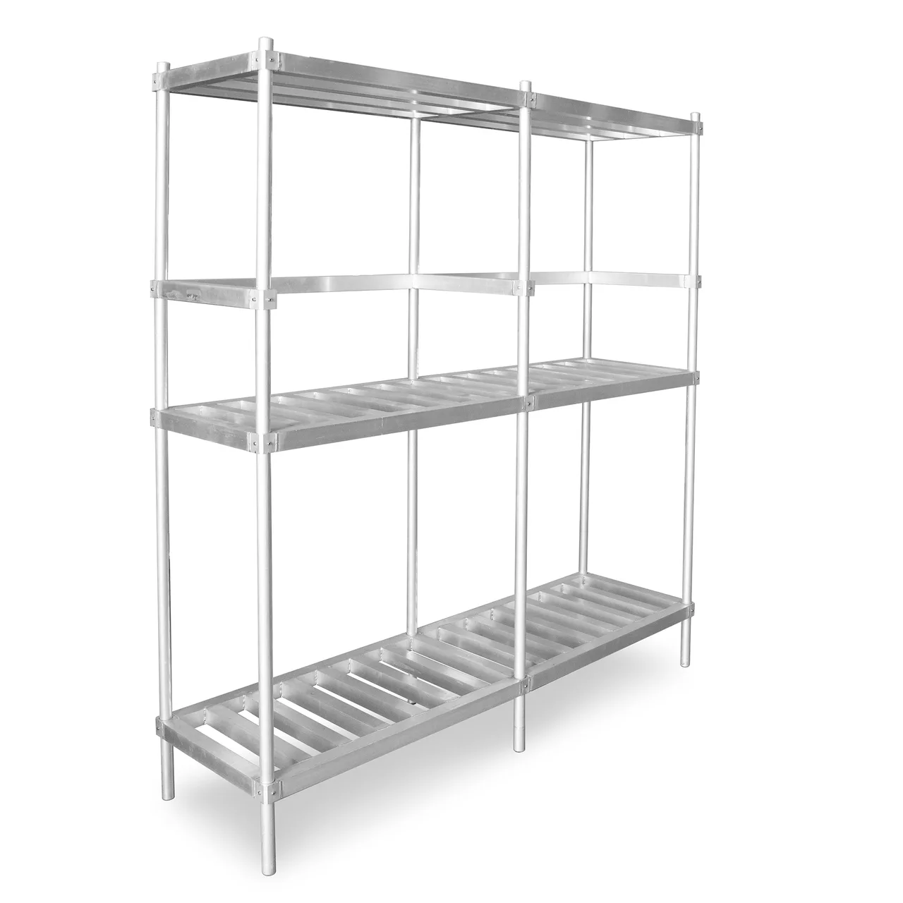 John Boos ALKR-2093-X 93" Aluminum Keg Rack with 10 Kegs Capacity and 3 Shelves - Available in Effingham and Nevada