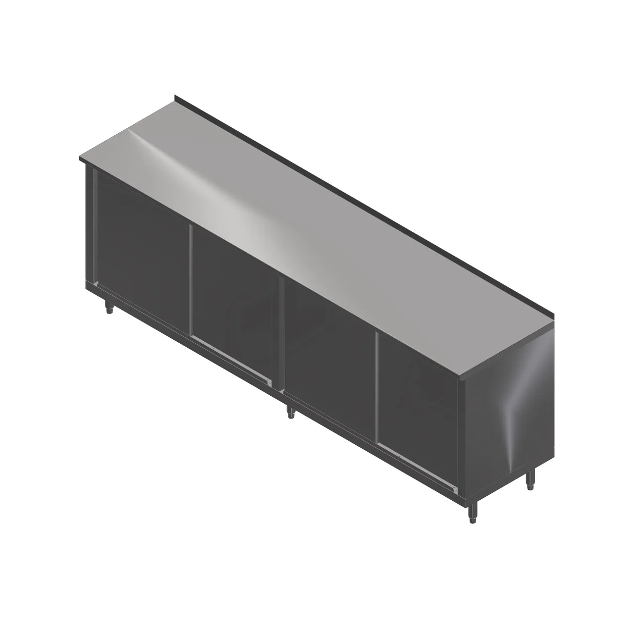 John Boos 4CS4R1.5-36144 144" Customizable Work Table with Sliding Door Cabinet Base / Upturn