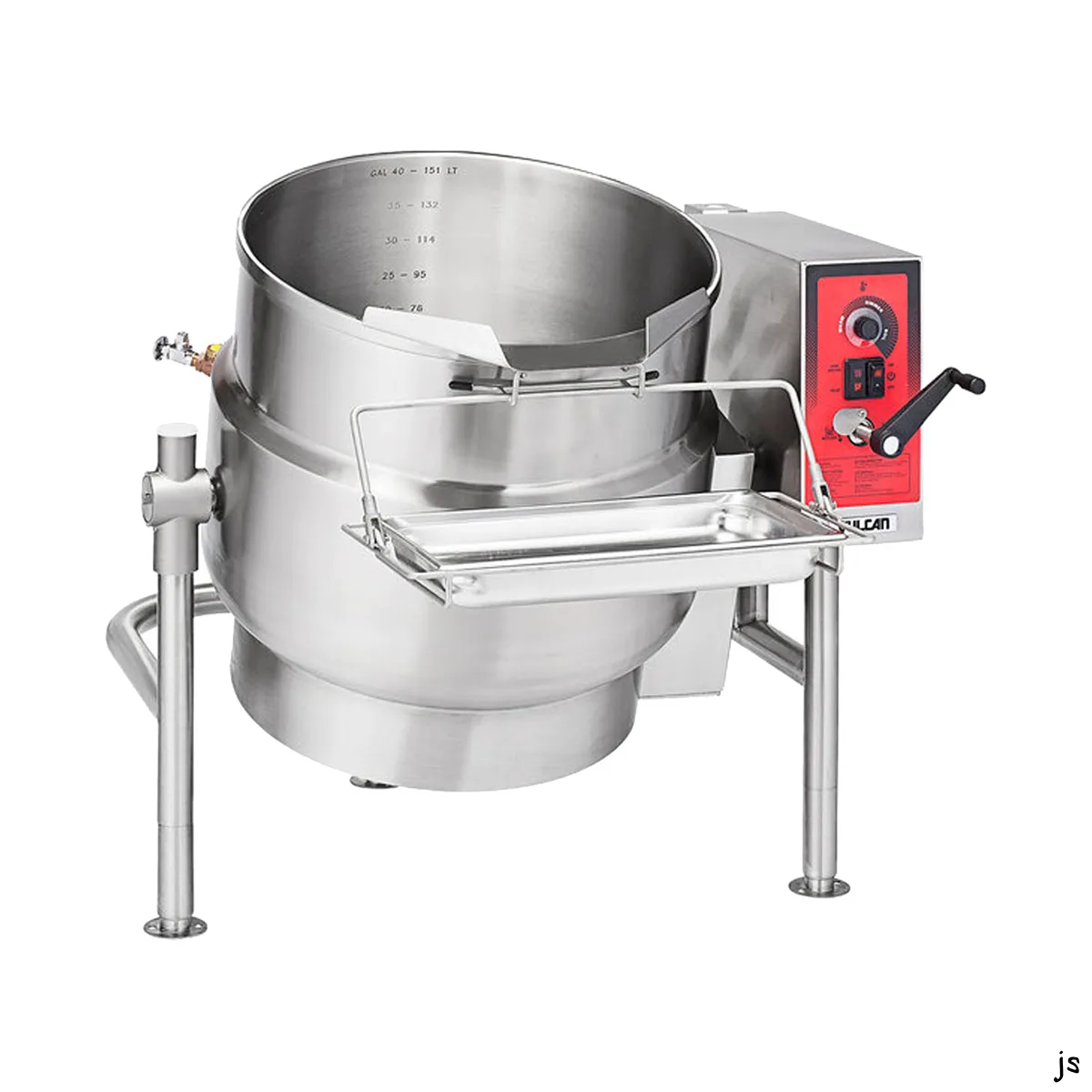 Vulcan K40ELT 40 Gallon Floor Tilting 2/3 Steam Jacketed Electric Kettle w/ Tri-Leg Base