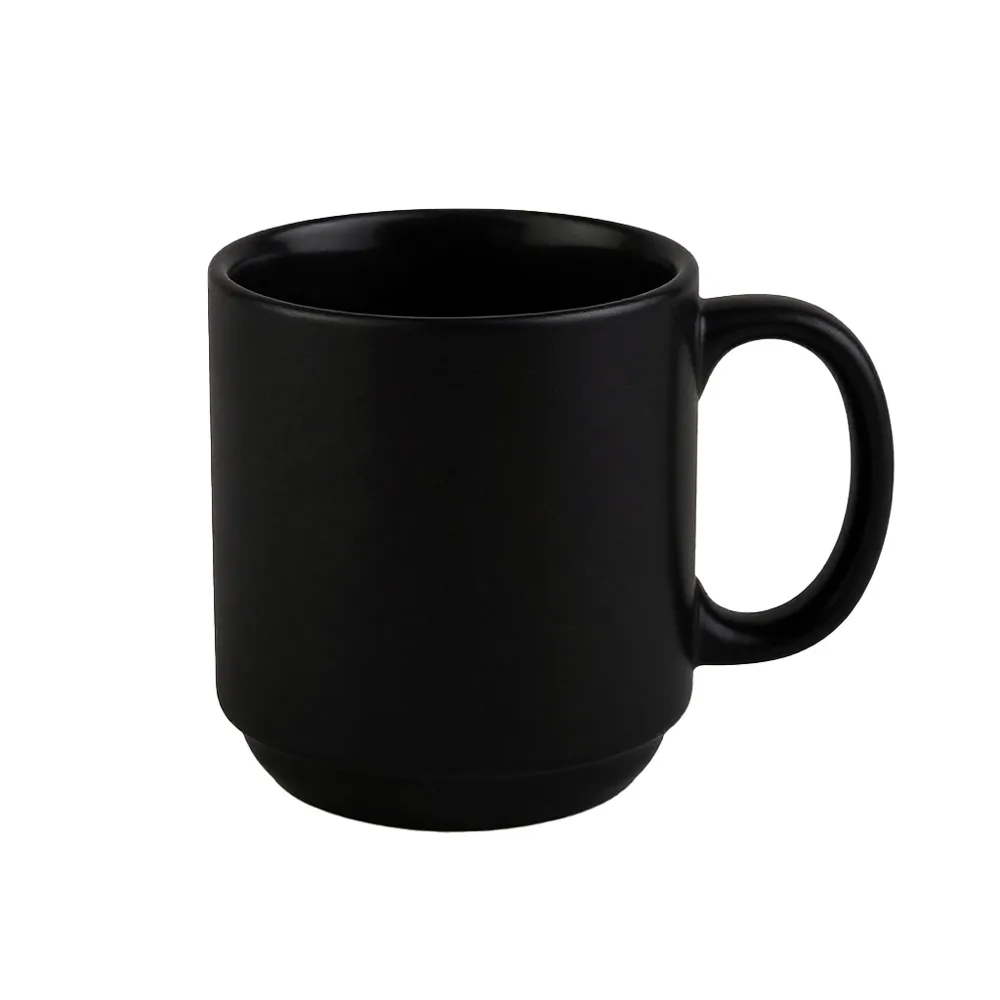 CAC China PRM-12-MK Prime Mug, 12‑Ounce Matte Black China, 3¼" Diameter, Stackable, 1 Dozen