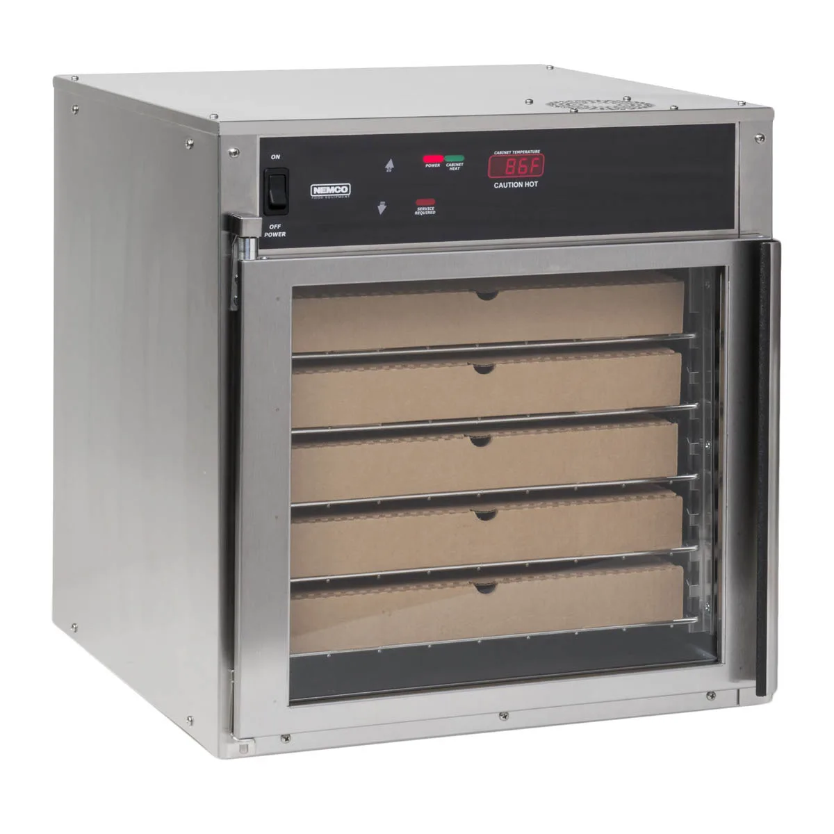 Nemco 6405 22x24x22" 1-Door Glass Holding Cabinet, 5 Racks, 18" Pizzas, 145°‑187°F, 120V 1230W UL
