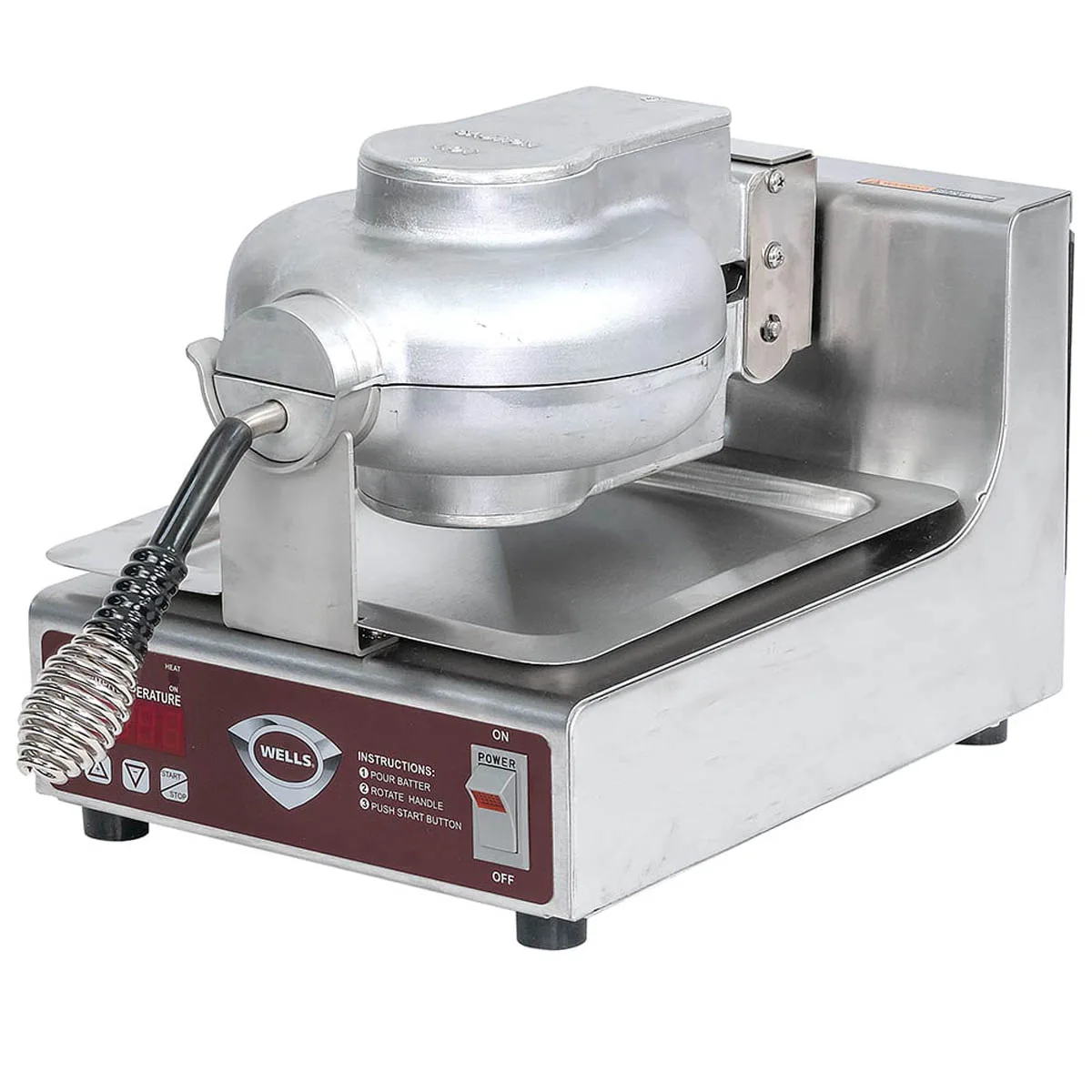 Wells BWB-1SE Belgian Waffle Baker, Single, Round, Cast Aluminum Grid