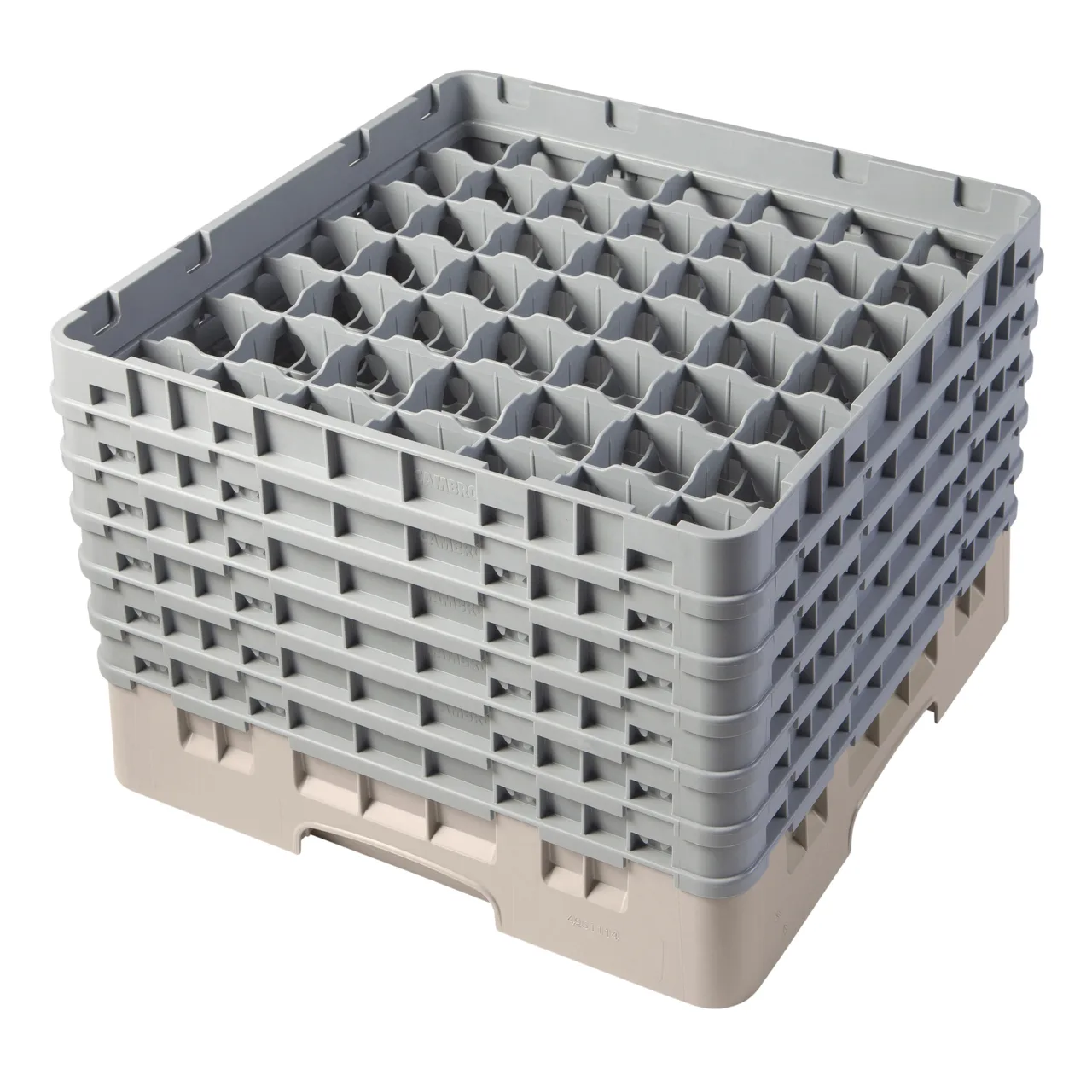Cambro 49S1114184 Camrack Glass Rack, Full Size, 19-3/4 x 19-3/4, 49 Compartments, Beige, HACCP