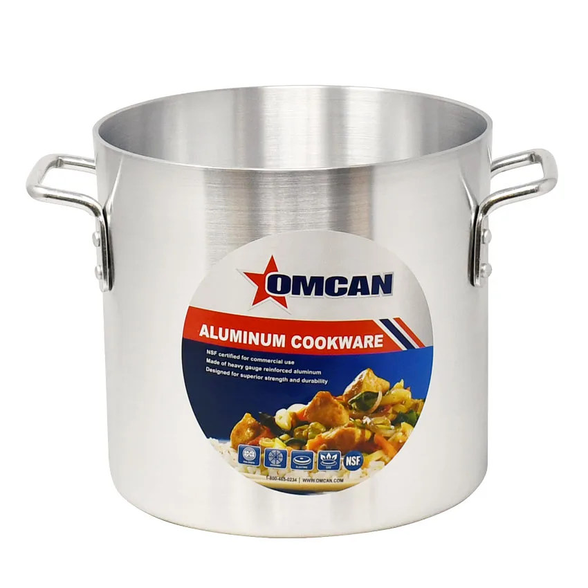 Omcan USA 43367 Stock Pot – 12 Qt, 9.8" Diameter x 9.5" Deep, Aluminum, Dual Handles, NSF