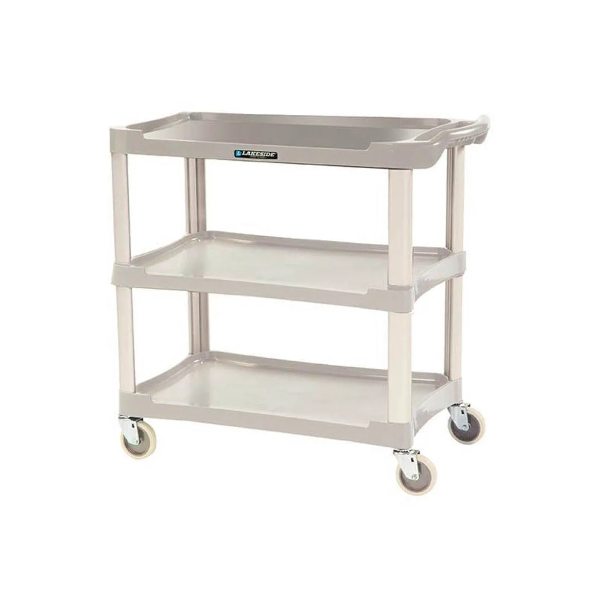 Lakeside 2501 Gray Plastic 3 Shelf Bus / Utility Cart - 36"Wx18.5"D x 35"H