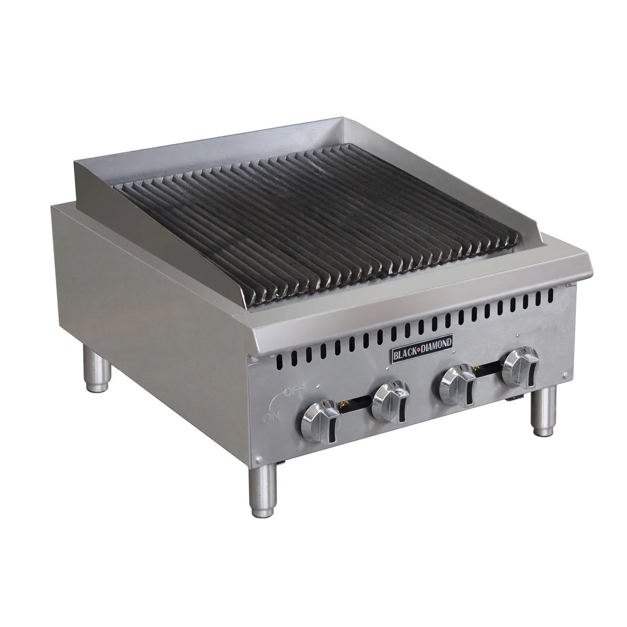 Black Diamond BDCTC-24 24" Countertop Gas Charbroiler w/ (4) Burners, 80.000 BTU