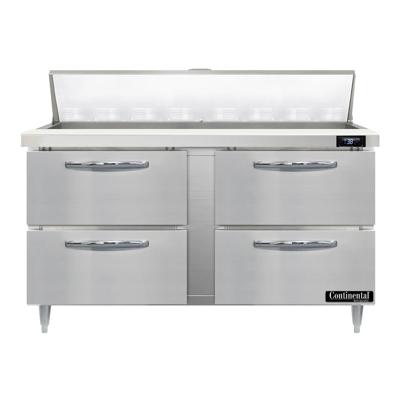 Continental Refrigerator D60N16-D 60" Two Section Sandwich / Salad Prep Table w/ 4 Drawers, 16 Pans