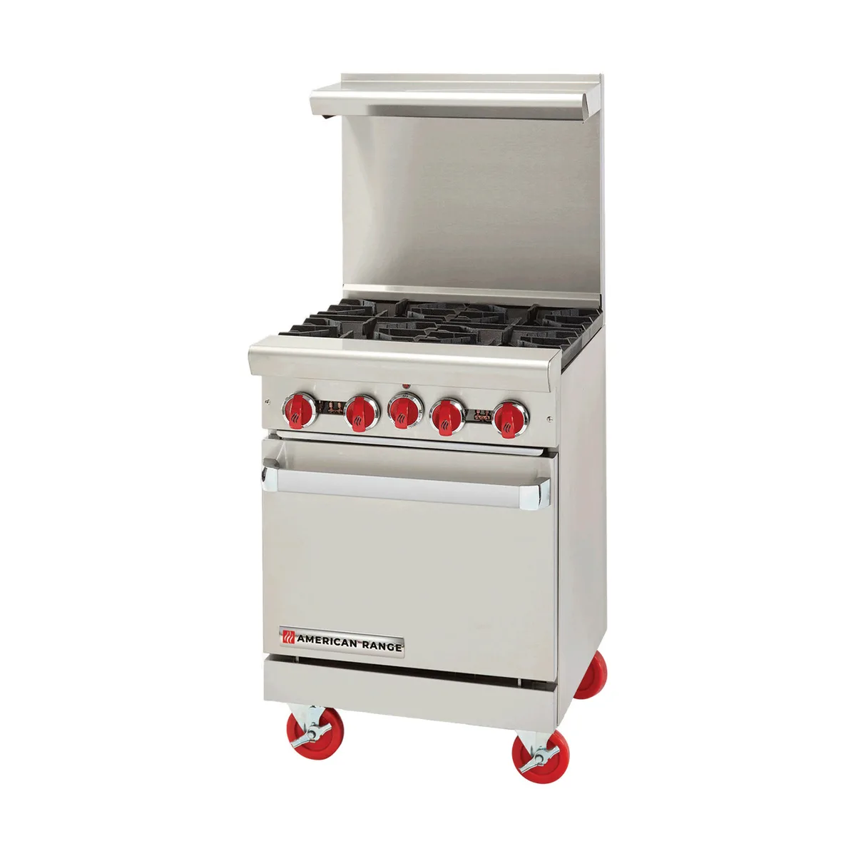American Range AR-12G-2B 24" Gas Restaurant Range, (1) Space Saver Oven, (2) Open Burners, (1) 12" Griddle