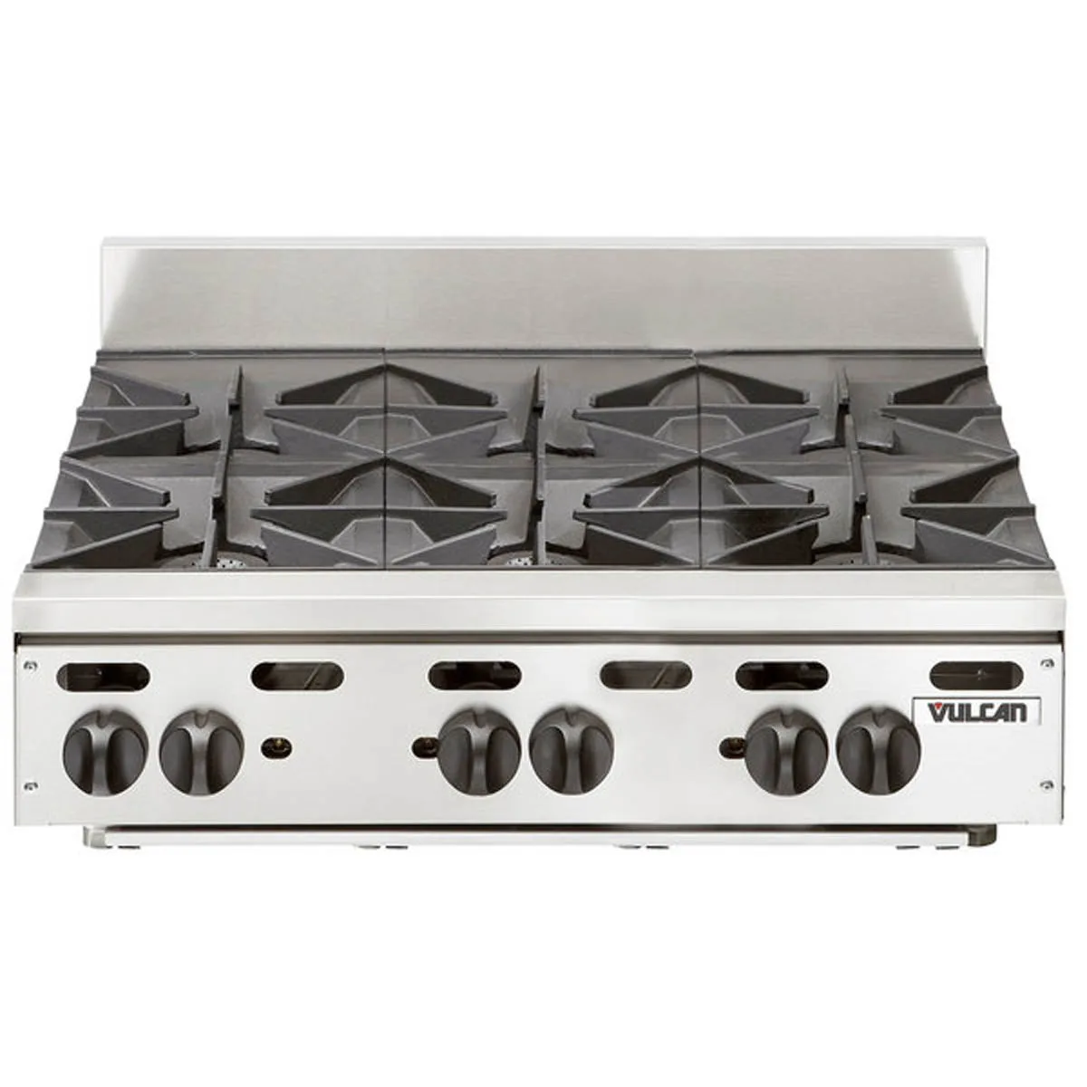 Vulcan VHP636 36" Countertop Gas Hotplate with (6) Burners, Infinite Controls, 180.000 BTU