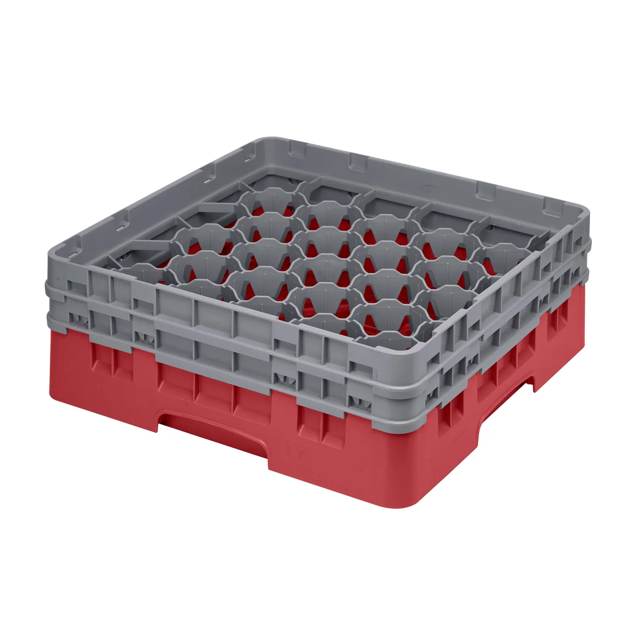 Cambro 30S434163 Camrack Glass Rack, Red, Full Size, 19-3/4" x 19-3/4", 30 Compartments, 3-1/8" Max Dia, HACCP