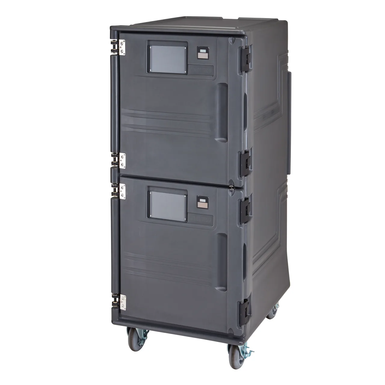 Cambro PCUCH615 2-Compartment Heated Holding Cabinet, 28"W x 35-3/4"D x 66"H, 2 Quick-Close Doors, Polyethylene Exterior, Charcoal Gray