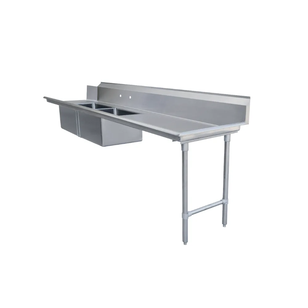 Omcan USA 48492 108" Soiled Straight Dishtable with (2) 20"x20" Sinks – 16 Gauge / Right-to-Left