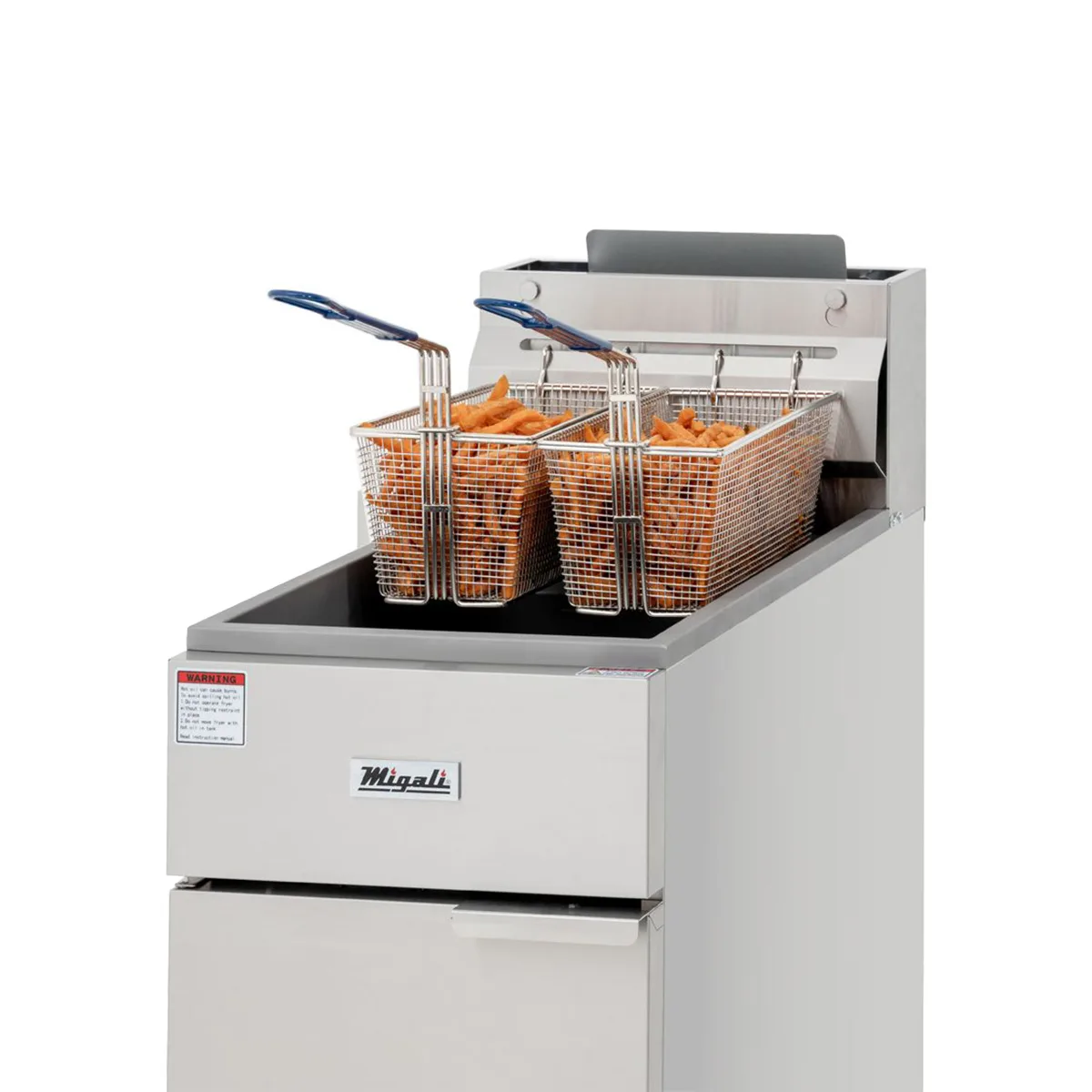 Migali C-F35-NG 15" Floor Model Natural Gas Full Pot Fryer w/ 35 lbs, 3 Burners, 60.000 BTU