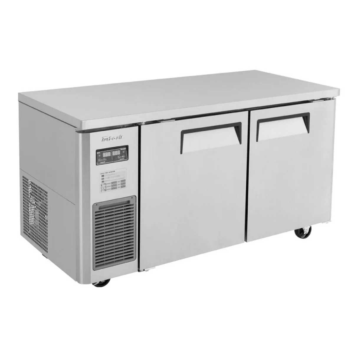 Turbo Air JURF-60-N 59" 2-Door Undercounter Refrigerator Freezer, R 6.28 - F 6.89 cu. ft. - Dual Temp