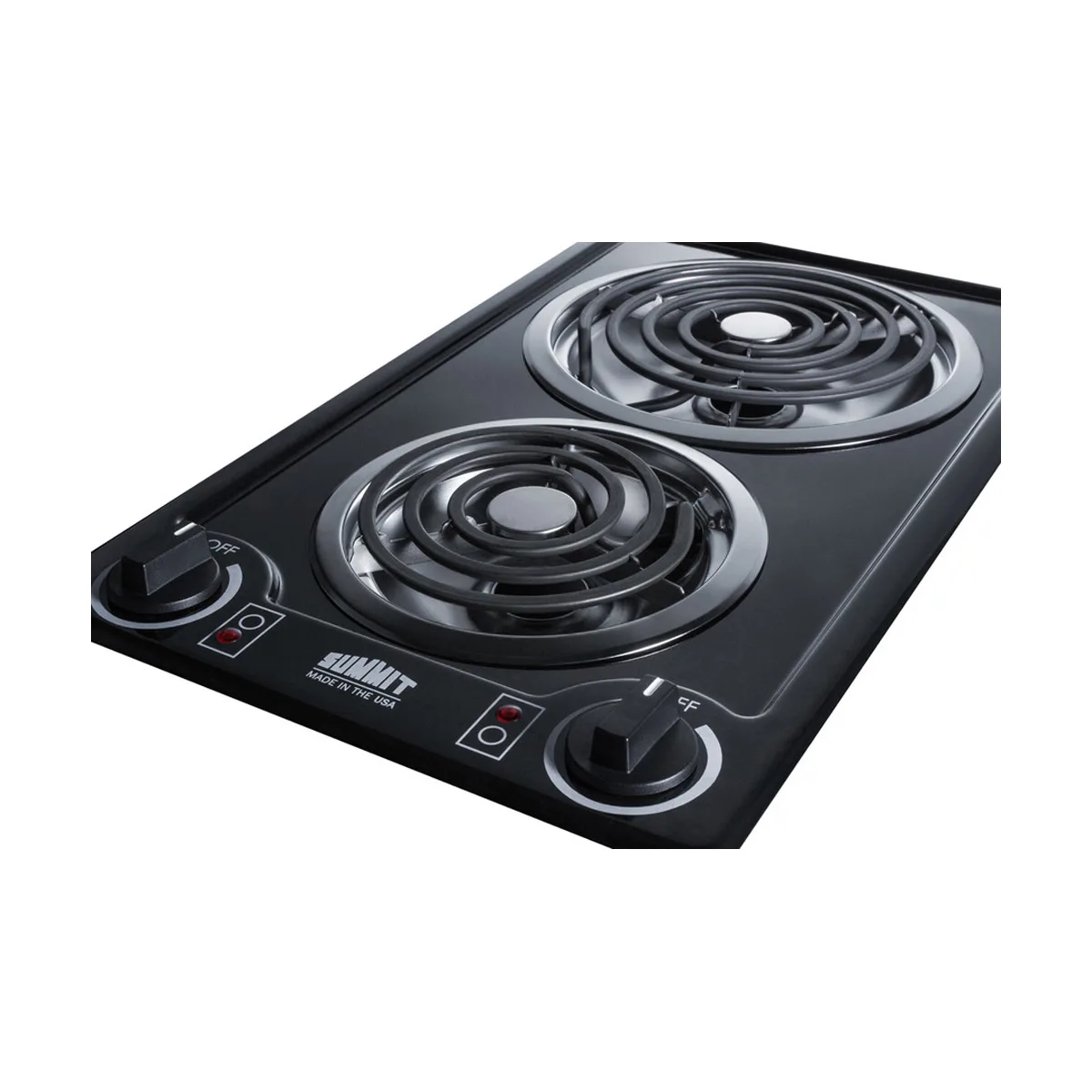 Summit CCE226BL 12" Electric Radiant Cooktop w/ (2) Spiral Burners, Manual Controls, Black Porcelain, 1.625 kW, 230v