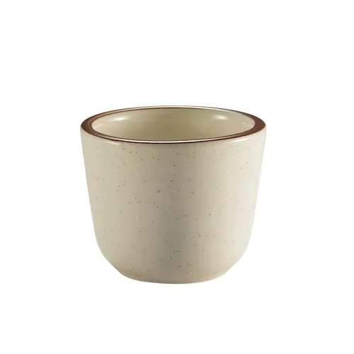 CAC China AZ-45 Tea Cup, 4.5 Oz (2‑7/8" Dia x 2‑1/4" H), Brown Rim Stoneware, Safe - 1 Dozen
