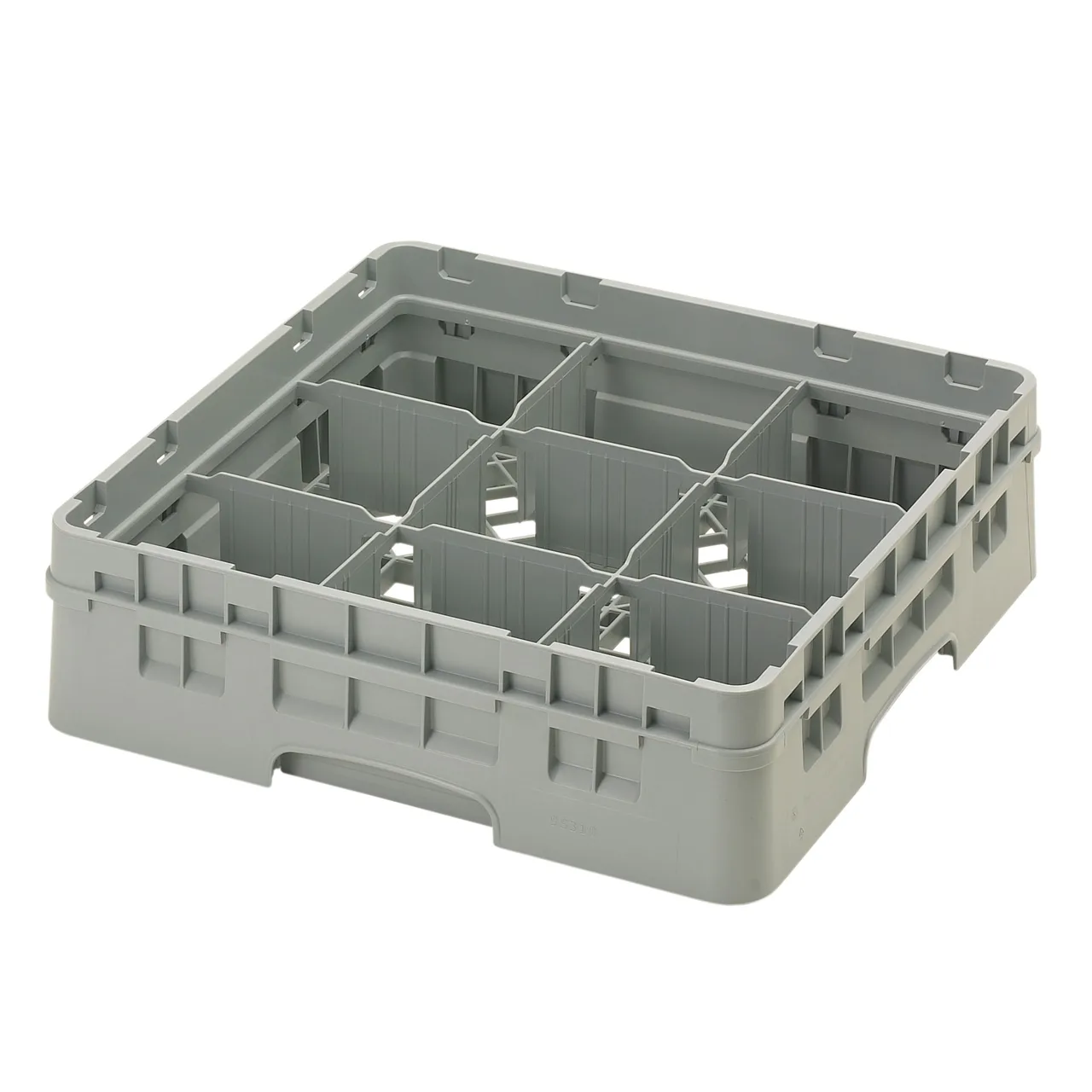 Cambro 9S318151 Camrack Glass Rack, Soft Gray, Full Size, 19-3/4 x 19-3/4 x 5-5/8, 9 Compartments, 5-7/8 Max Dia, HACCP Compliant, NSF