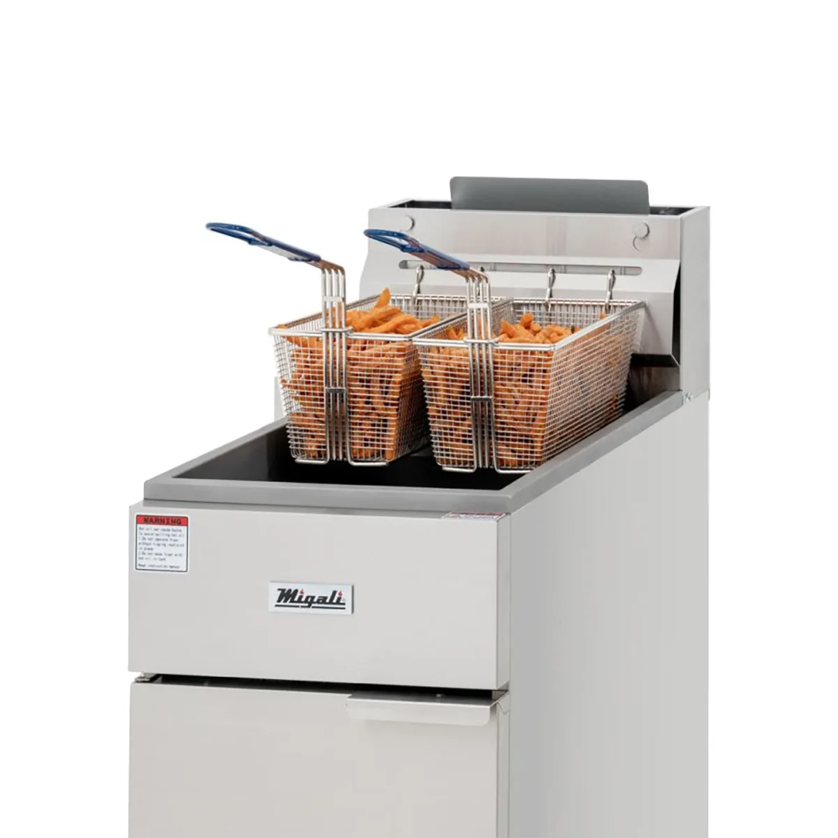 Migali C-F40-LP 15" Floor Model LP Gas Full Pot Fryer w/ 40 lbs, 3 Burners, 90.000 BTU