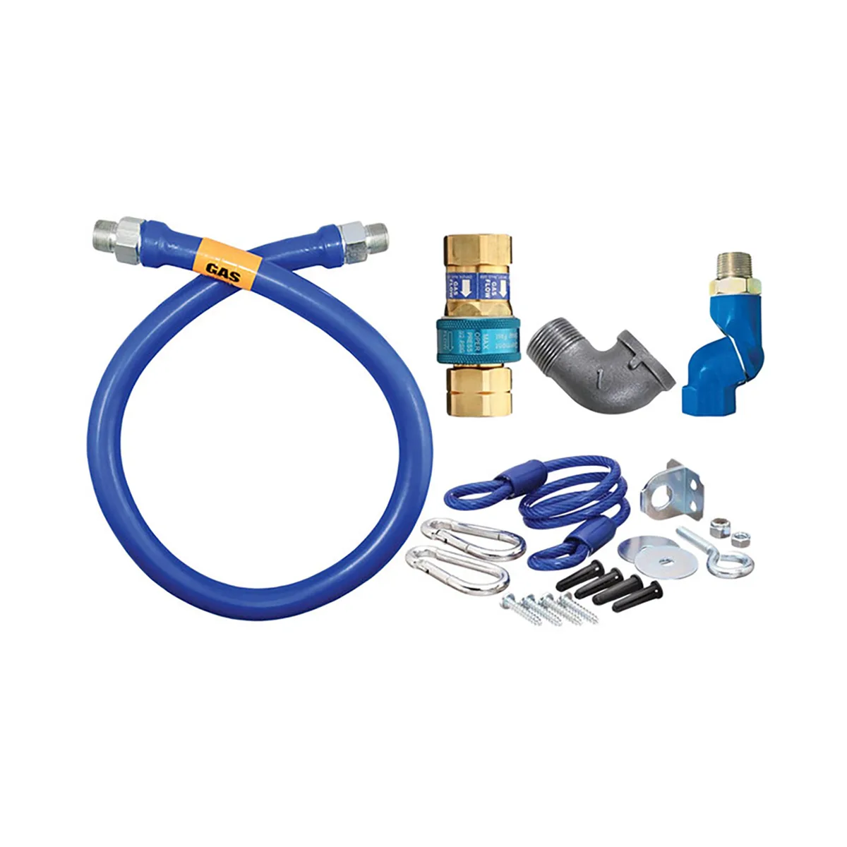 Dormont 16100BPQSR60 SnapFast 60" Gas Connector Kit, Swivel MAX, Elbow, Restraining Cable, 1" Dia