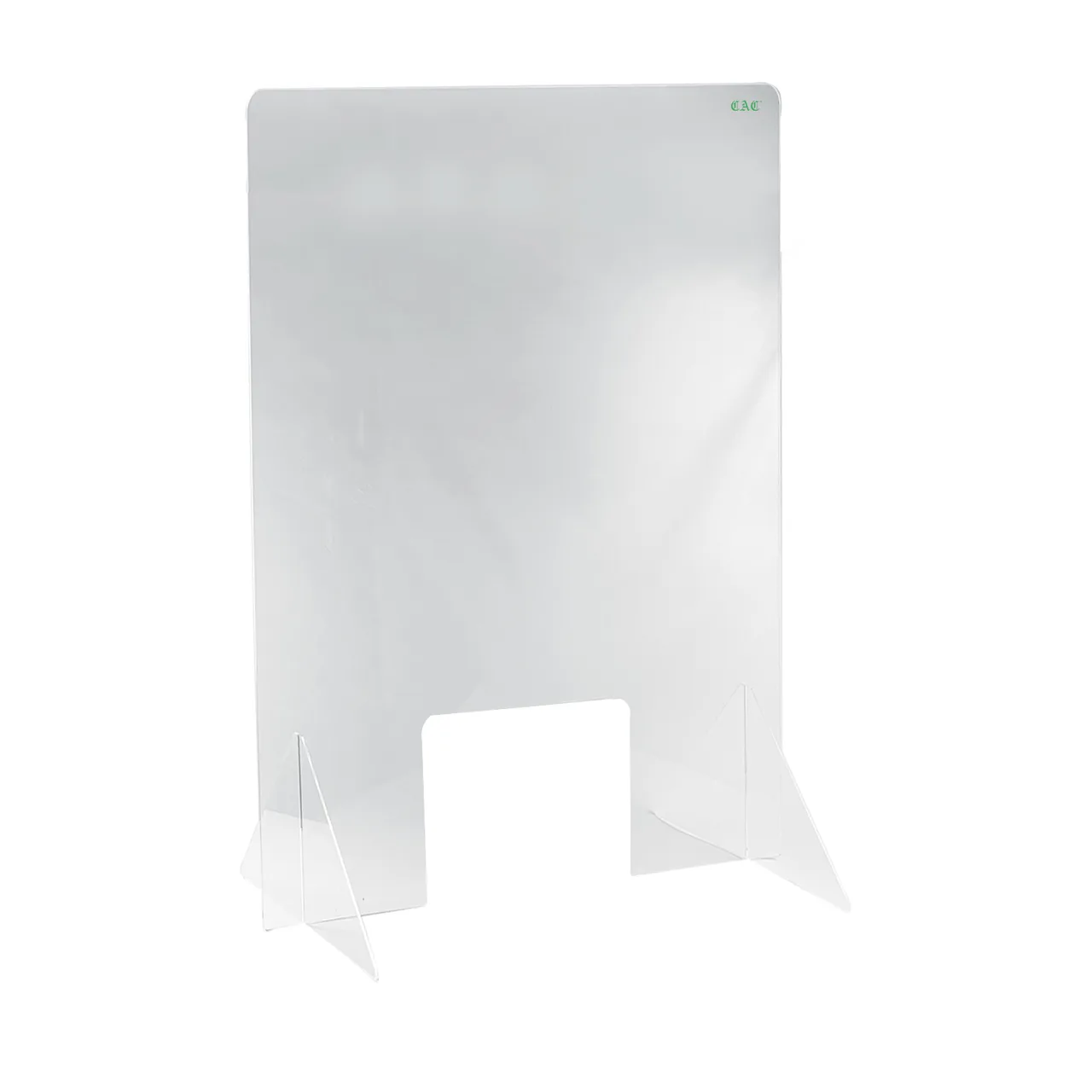 CACChina SHLD-3041 Self-Standing Shield, 30"W x 41"H Clear Acrylic with Cut-Out Window, BPA‑Free, Sold as Set