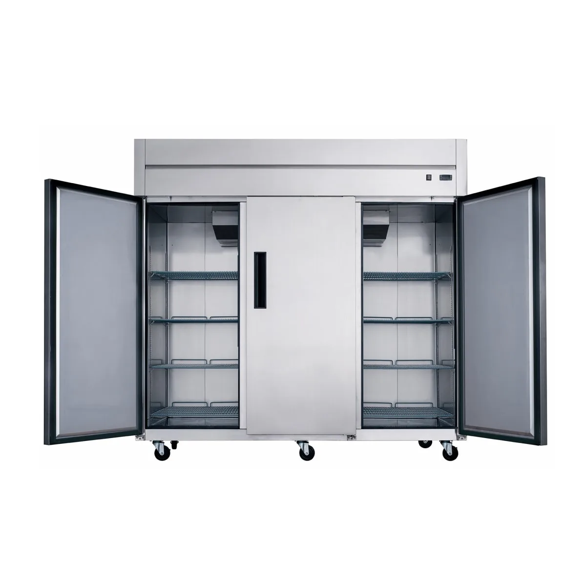 Dukers D83AR 82 5/8" Three Section Reach In Refrigerator, (3) Left/Right Hinge Solid Doors, 115v