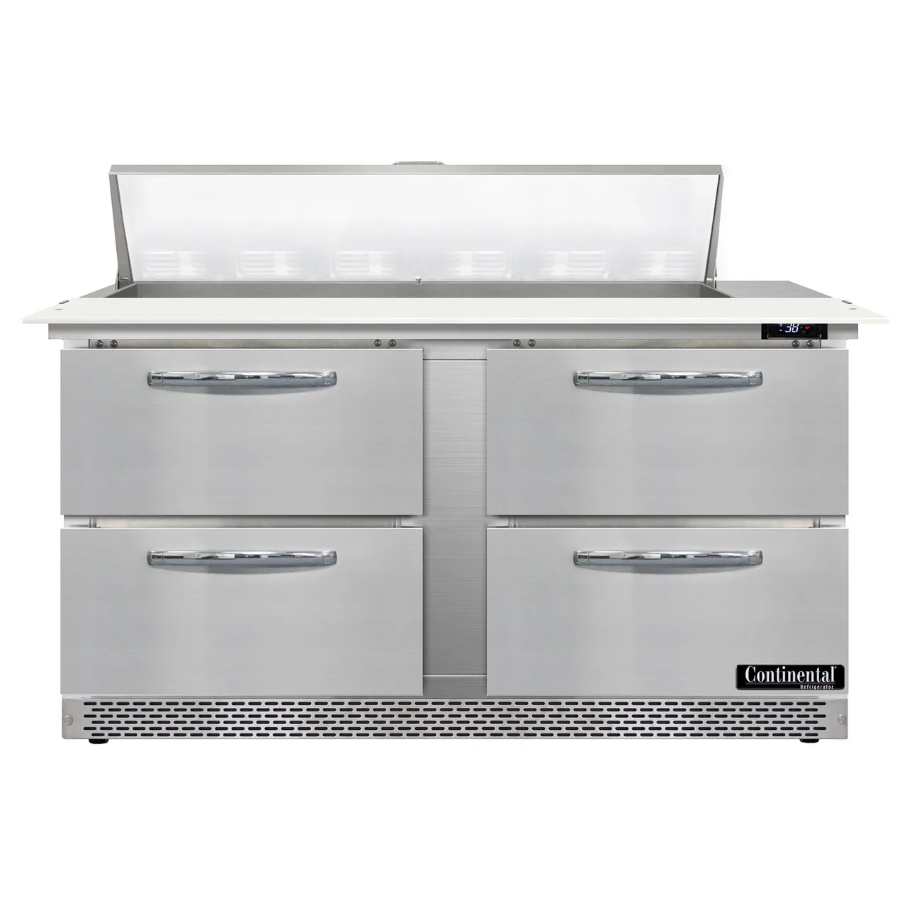 Continental Refrigerator D60N12C-FB-D 60" Sandwich / Salad Prep Table w/ 4 Drawers, 12 Pans