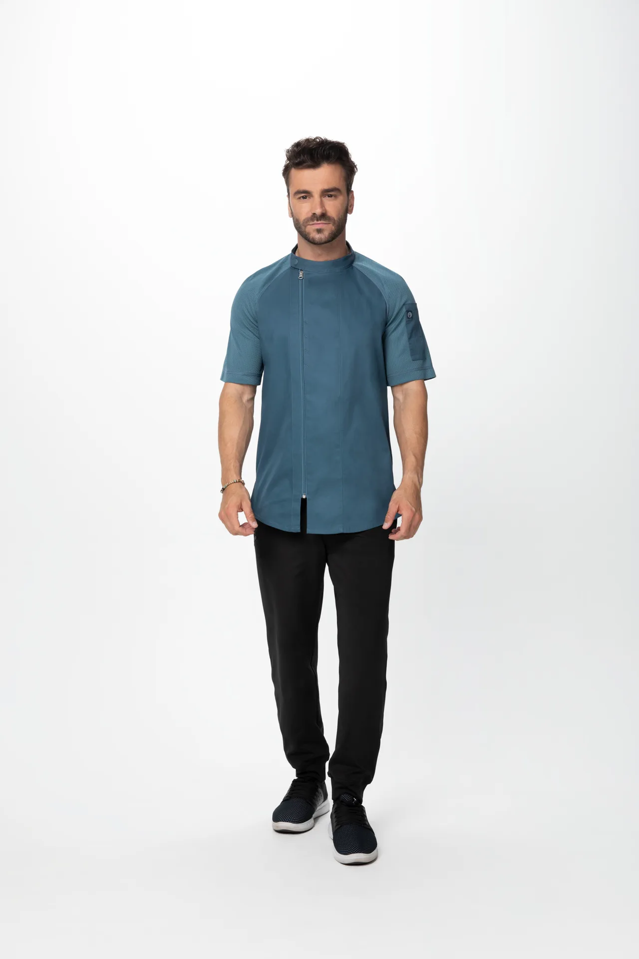 Chef Works CBZ03-TEA-3XL Varkala Chef Coat, Teal, 3XL, Poly/Cotton, Short Sleeve - 1/Case