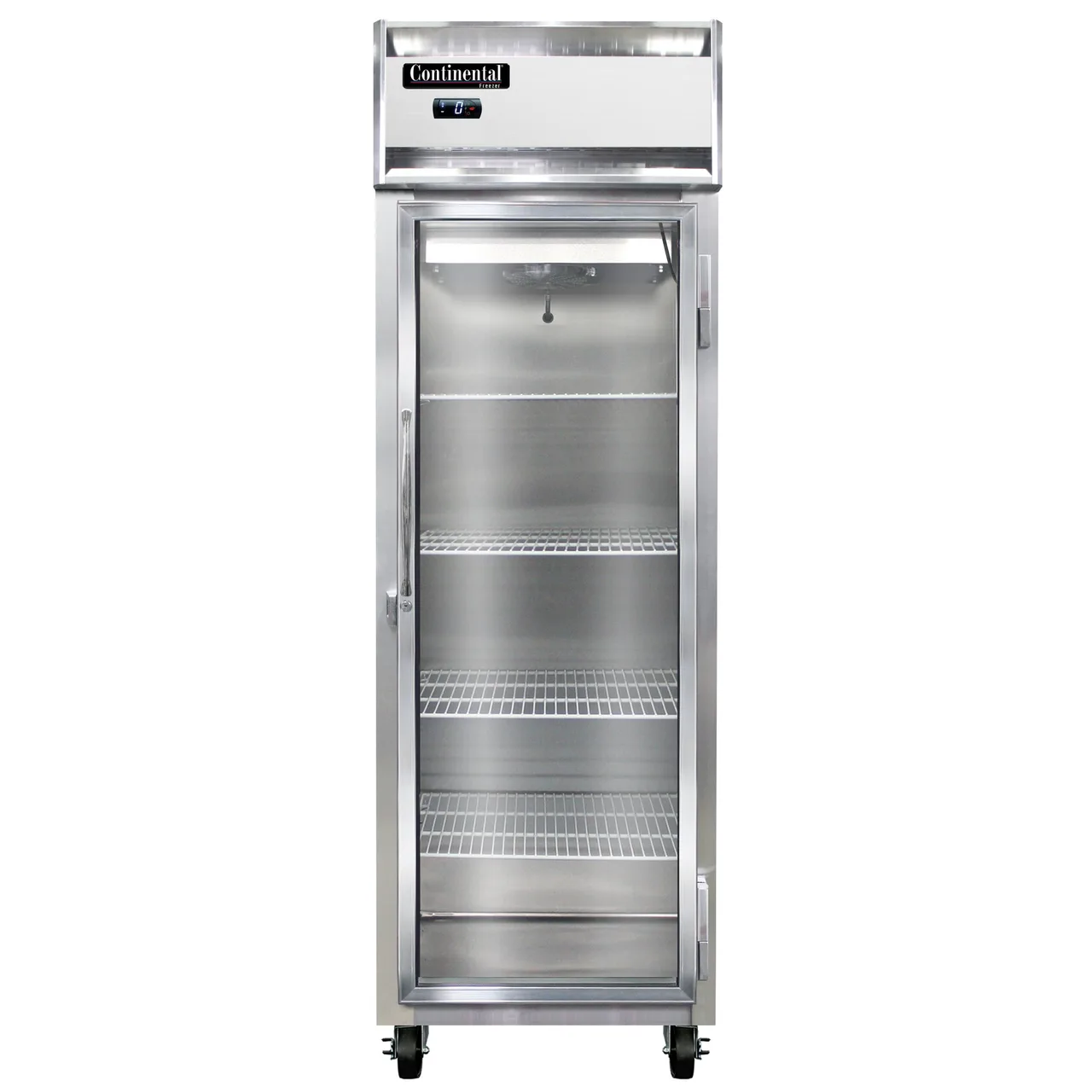 Continental Refrigerator 1FNGD 26" 1-Section Reach-In Freezer, Glass Door, Top Mounted, 20 cu. ft., Stainless Steel Front