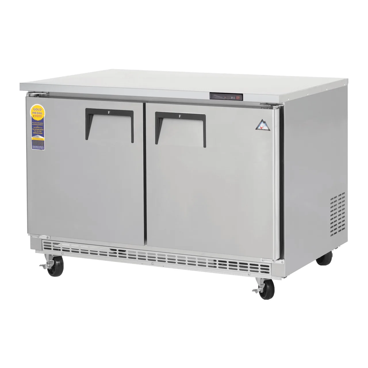 Everest ETBF2 48" 2-Door Undercounter Freezer, Stainless Steel, Front Breathing, 14 cu. ft.