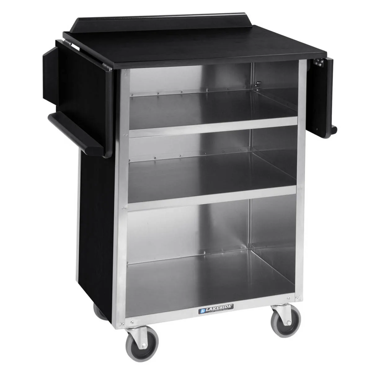 Lakeside 672 Stainless Steel Mobile Drop-Leaf Beverage Service Cart - 21" x 33 1/8" x 38 5/16"