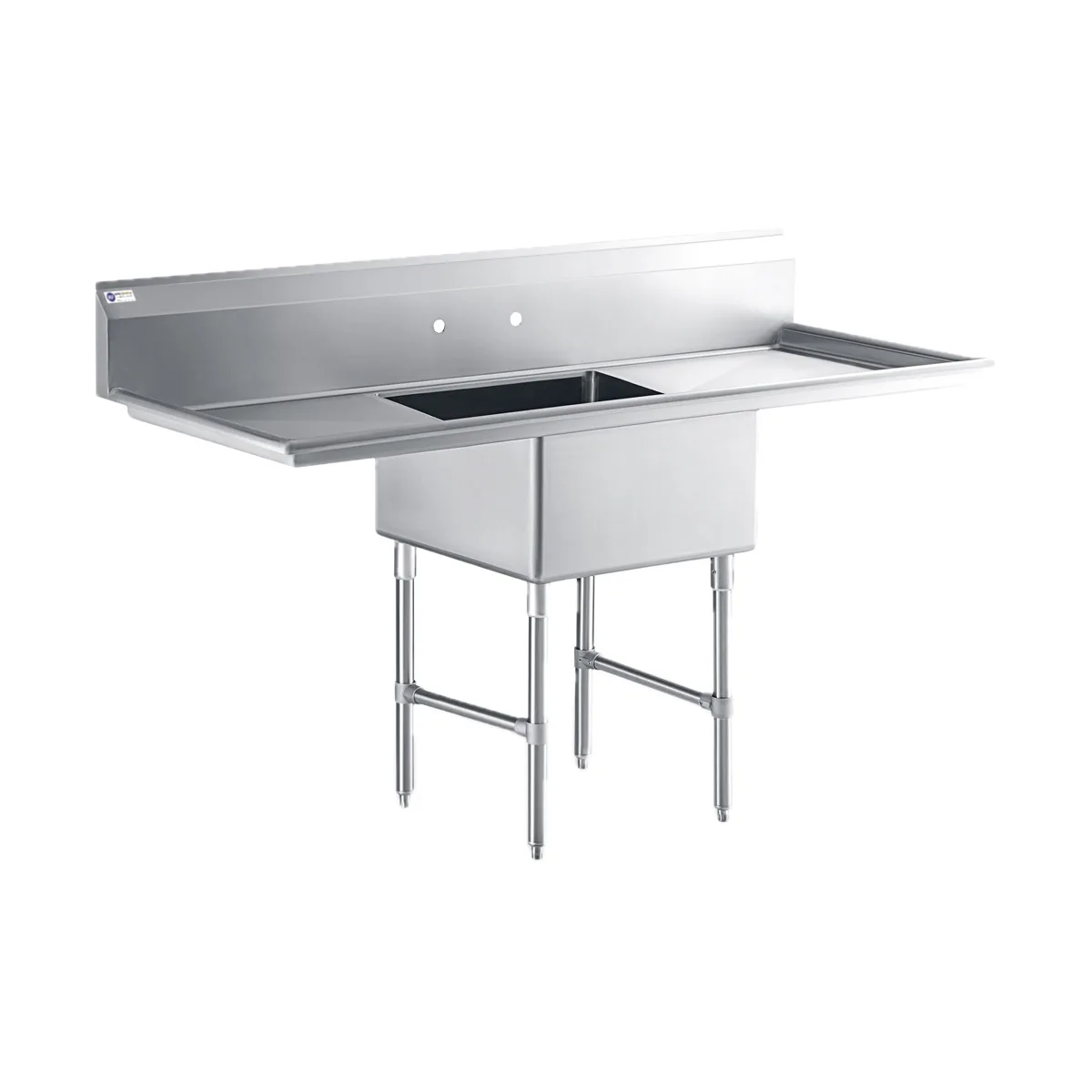 Steel Works SWS1C242414-24LR-316 72" One Compartment Sink, 24"W x 24"L Bowl With 2 Drainboards
