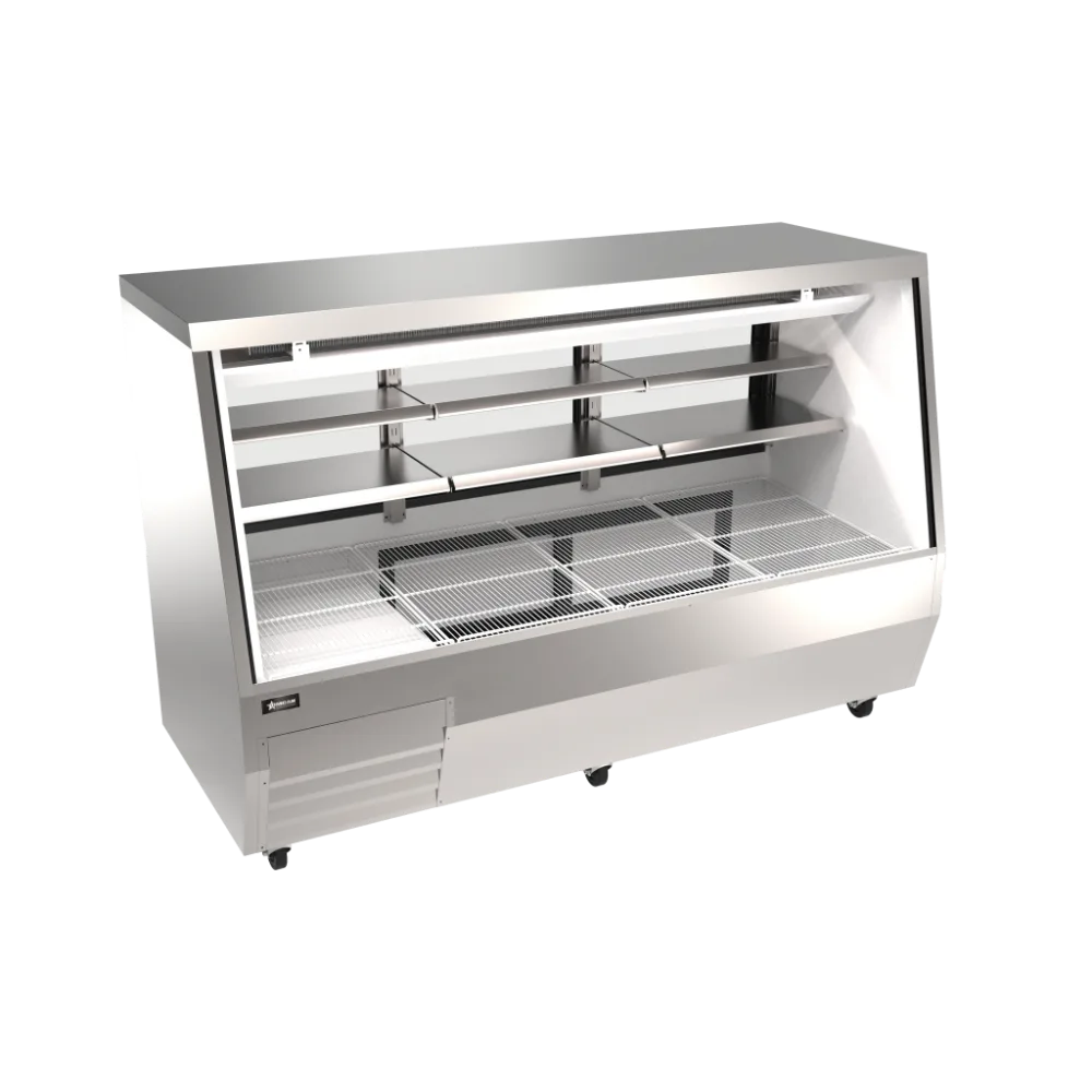 Omcan USA 50109 84" Deli Display - 35.9/14.5 Cu Ft BMLED Glass/Sliding Stainless/Aluminum 7ShelfR290
