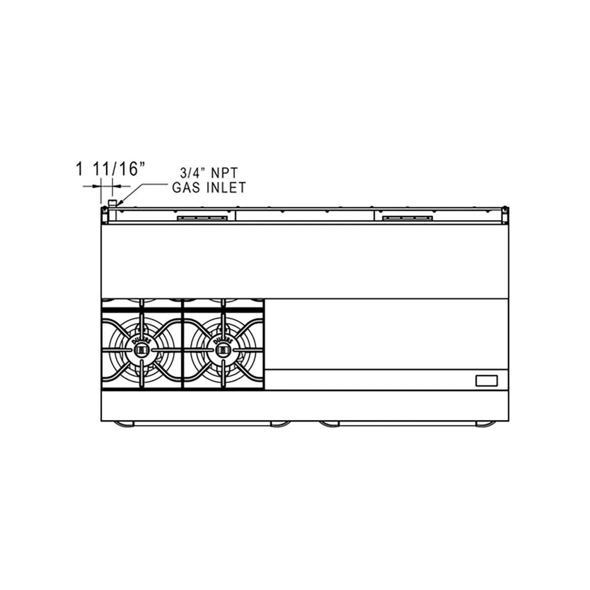 Dukers Appliance Co DCR60-4B36GM 60" Gas Restaurant Range, 4 Burners, 36" Griddle, 286.000 BTU 