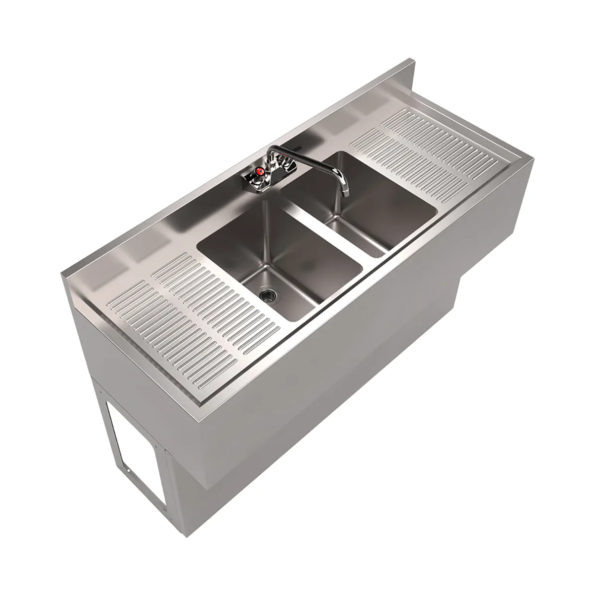 BK Resources UBB-18-248TS Underbar Sink Units, 2 Compartment with 2 Drainboards