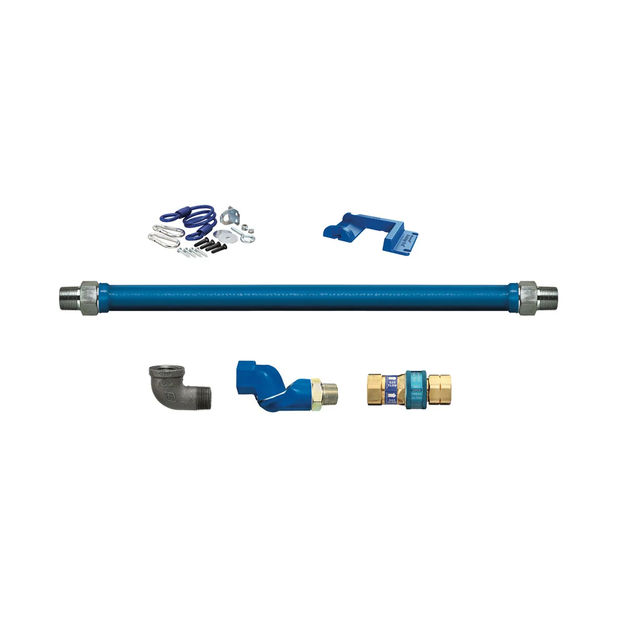 Dormont 1675BPQSR48 SnapFast 36" Gas Connector Kit w/ Swivel MAX, Elbow, Restraining Cable