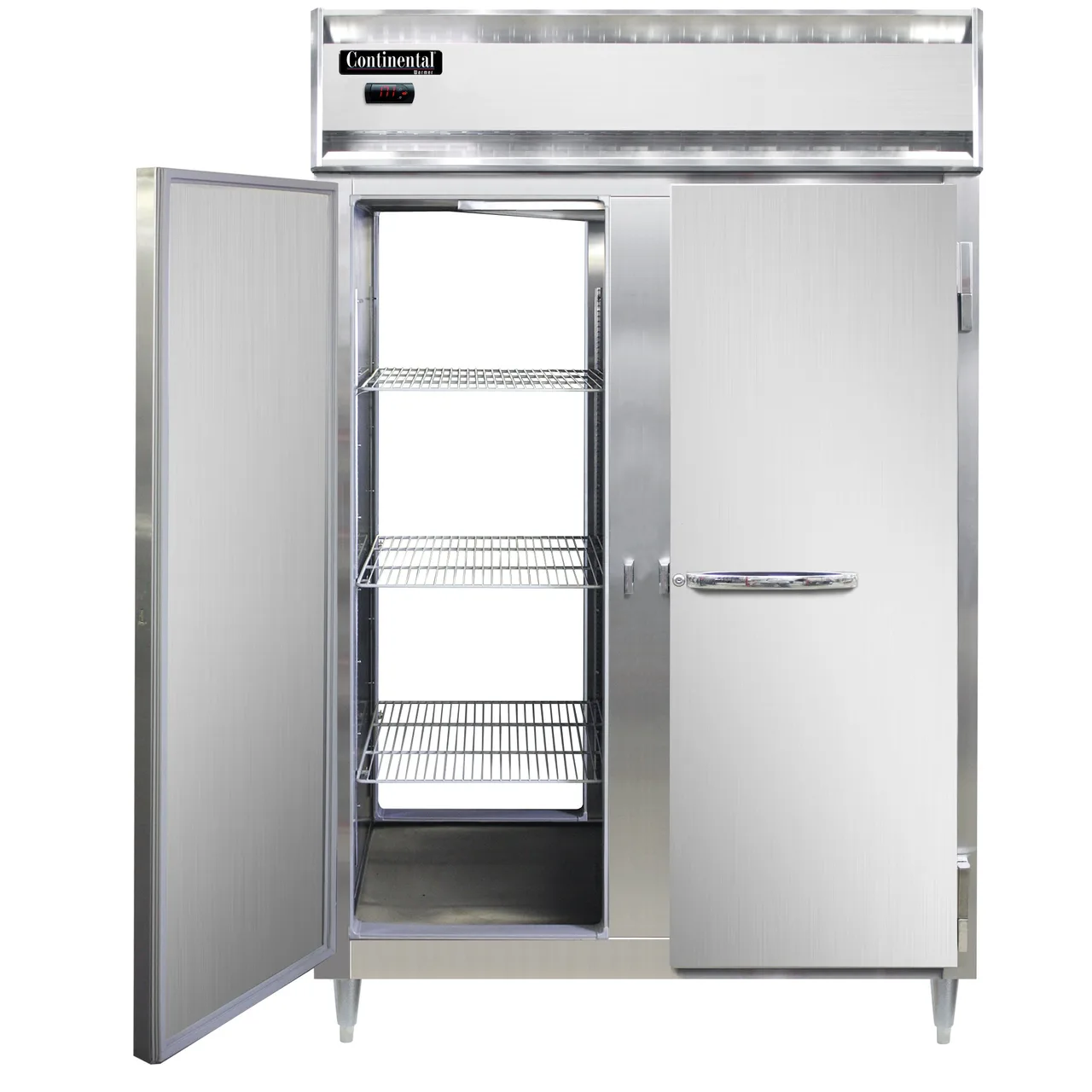 Continental Refrigerator DL2W-PT 2-Section Heated Holding Cabinet, 50 cu ft, Stainless Steel Front, Solid Doors, 3 Shelves/Section, Aluminum Interior & Exterior Sides