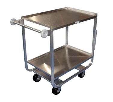 Winholt UC-2-2133SS Stainless Steel 2-Shelf Stocking Utility Cart w/ 500 lbs Per Shelf Capacity