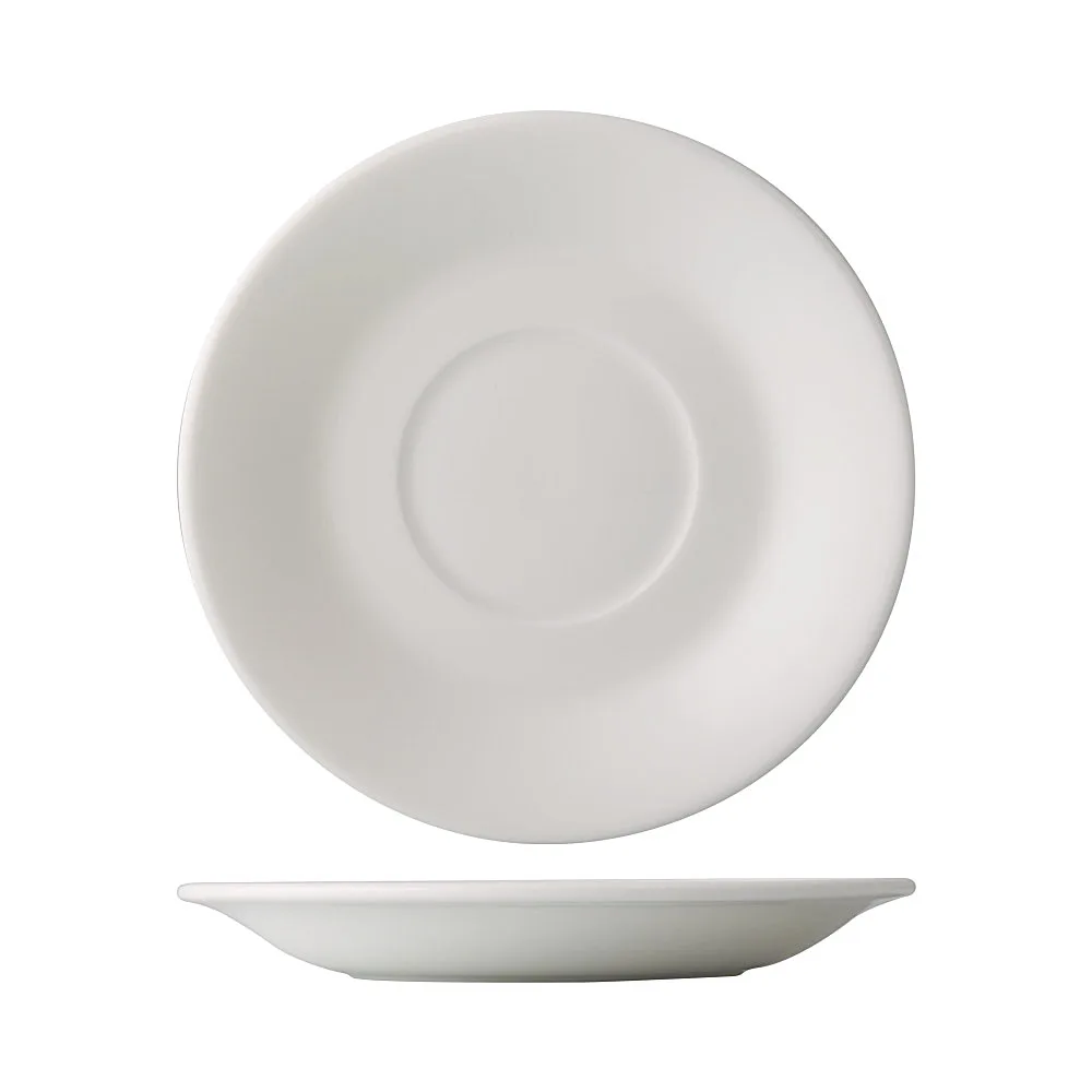 CAC China GDC-2 Round Porcelain Saucer 5.5" Dia x 0.75" H Bone White Oven Dishwasher Safe - 1 Dozen