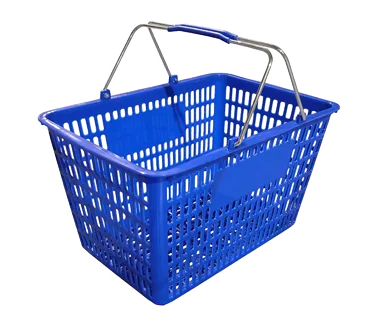 Omcan USA 13023 Shopping Hand Basket - Blue, 2 Steel Handles with Plastic Coating, 50 Lb