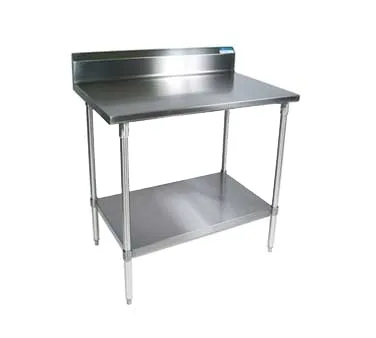 BK Resources SVTR5-3630 36" Open Base Work Table with Undershelf, 5" Backsplash / 18 Gauge Top