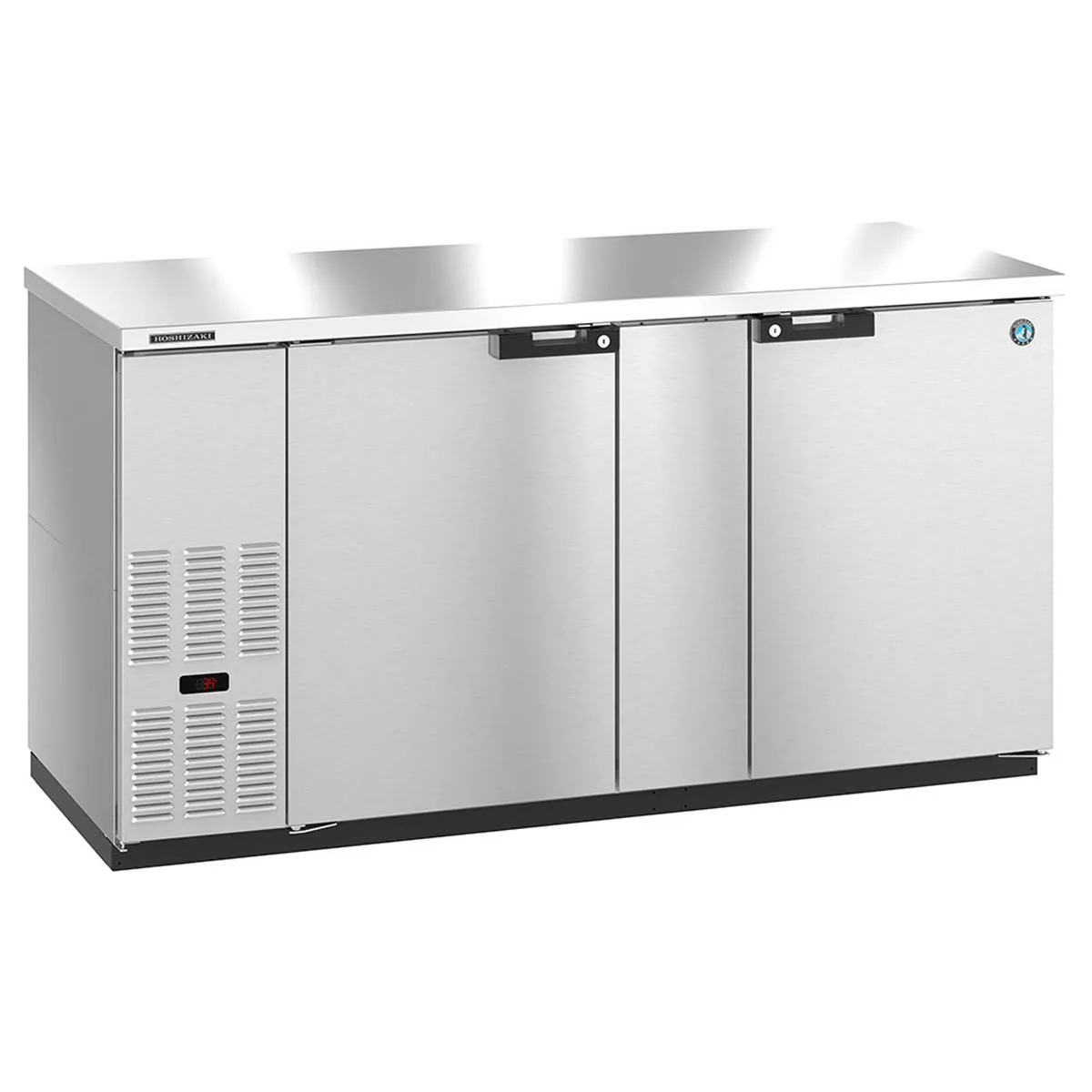 Hoshizaki BB69-S 69" Two Section Silver 2 Swinging Solid Door Back Bar Cooler, 21.8 cu. ft.