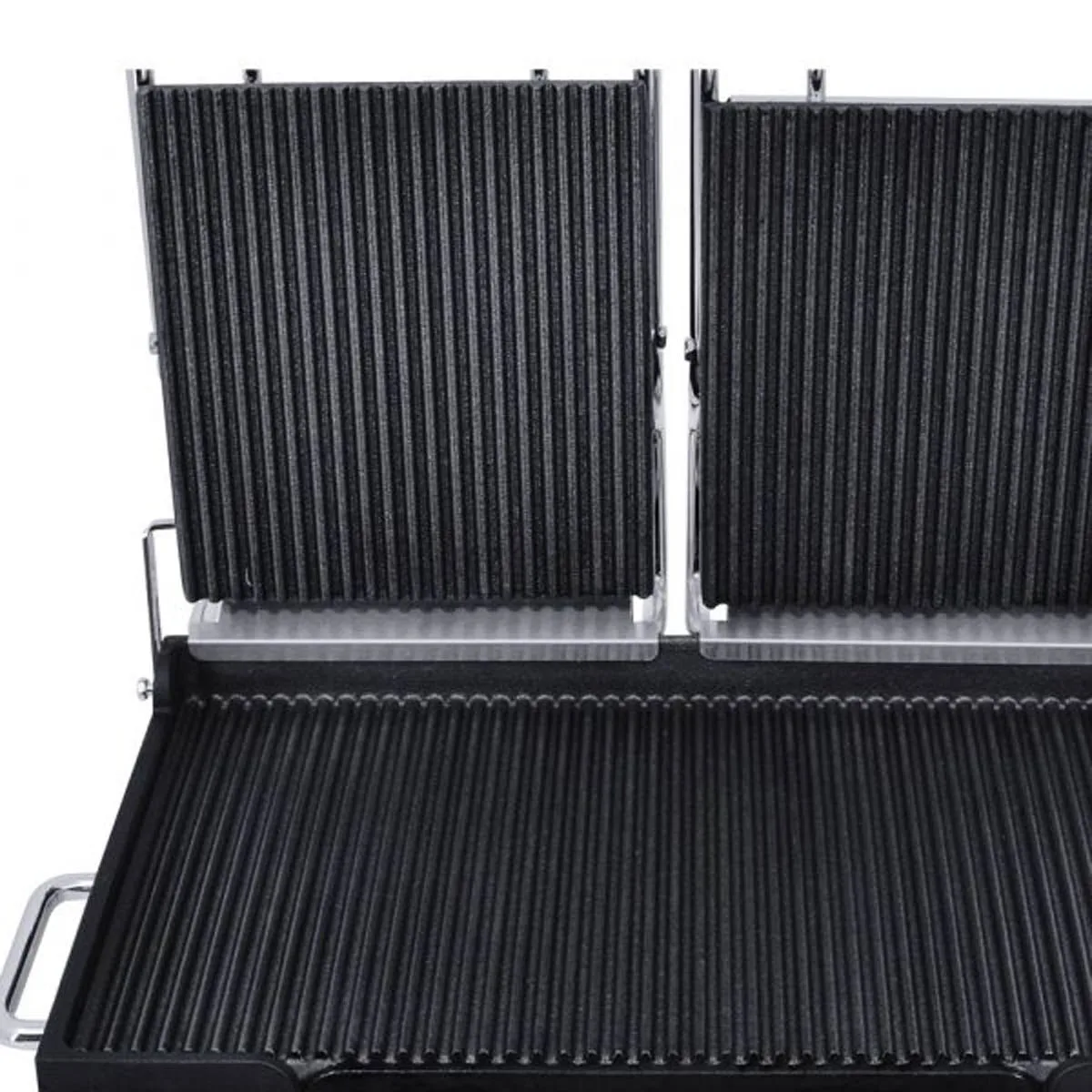 Omcan USA 42914 Double Sandwich Panini Grill w/ Timer, 18" x 10" Grooved Plates, 220V