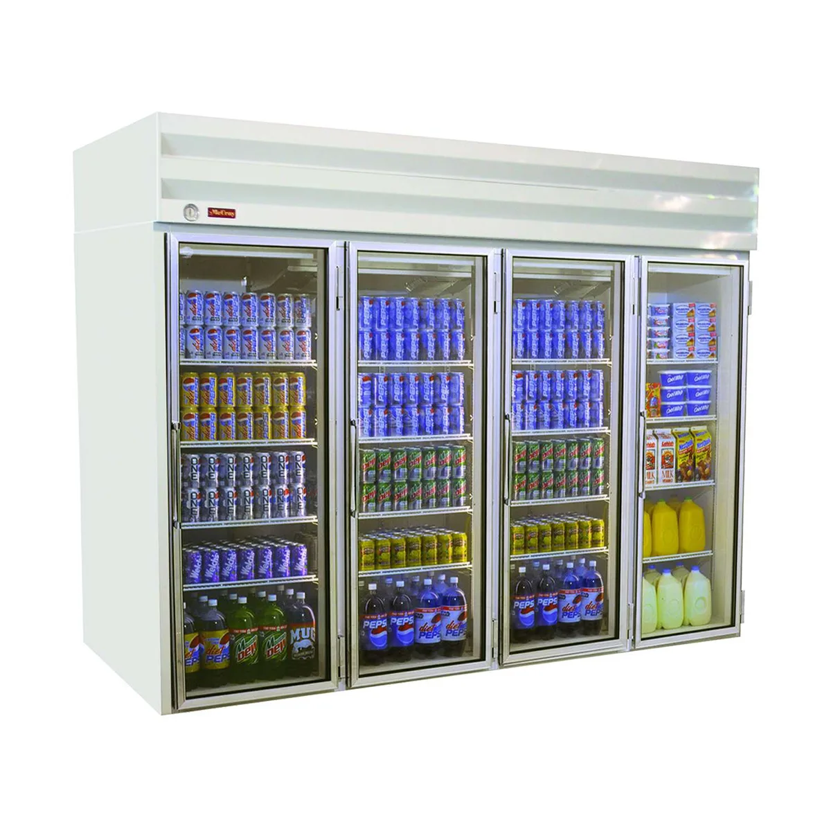 Howard-McCray GR102 103" Four Glass Door Top Mount Merchandiser Refrigerator in White, 102 cu. ft.