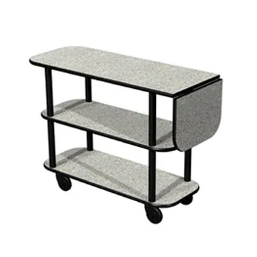 Lakeside 36102 Rectangular Serving Cart with 3 shelves, Laminate Finish, 10" Drop Leaf