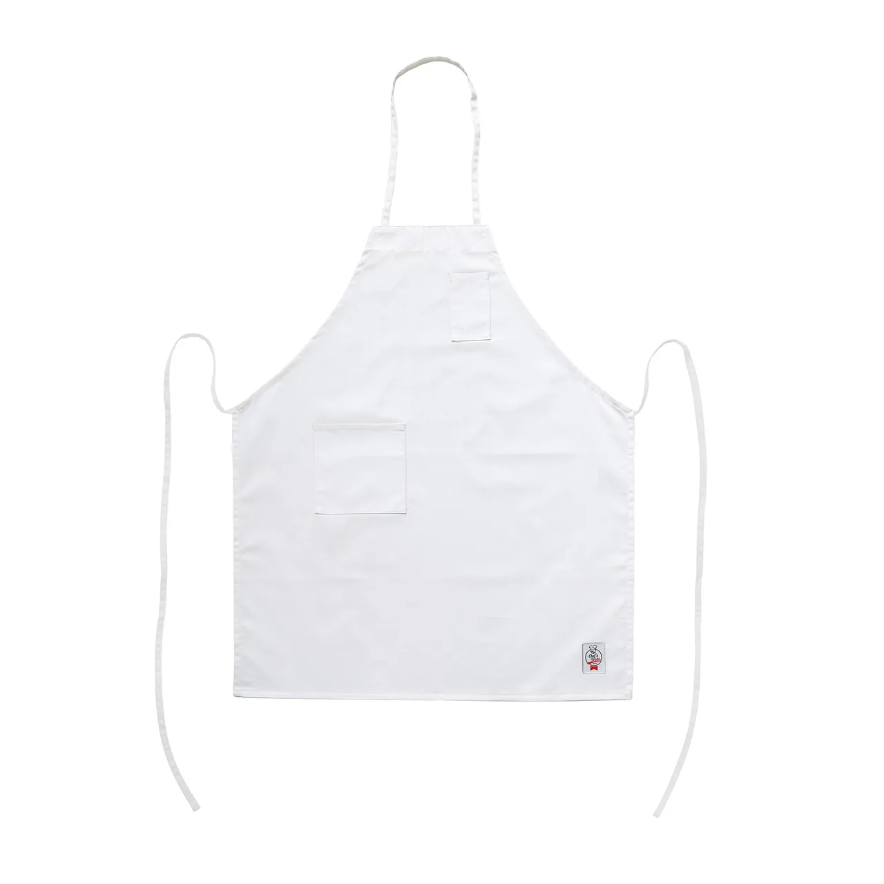 CAC China APBB-2WT Bib Apron, 26"W x 33"L, White, Poly/Cotton, 2 Pockets