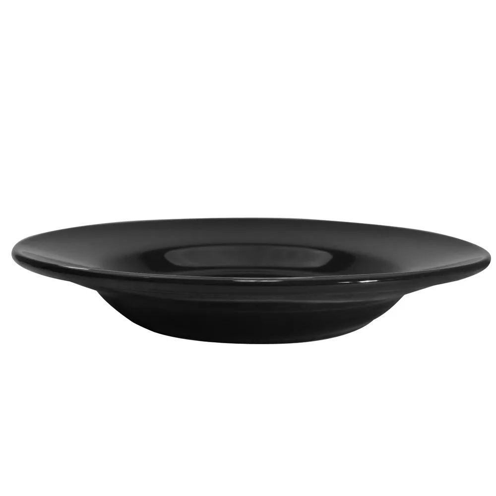 CAC China LV-120-BLK - 12" Round Pasta Bowl, 26 oz (2" H), Black Stoneware, Dishwasher Safe - 1 Dozen