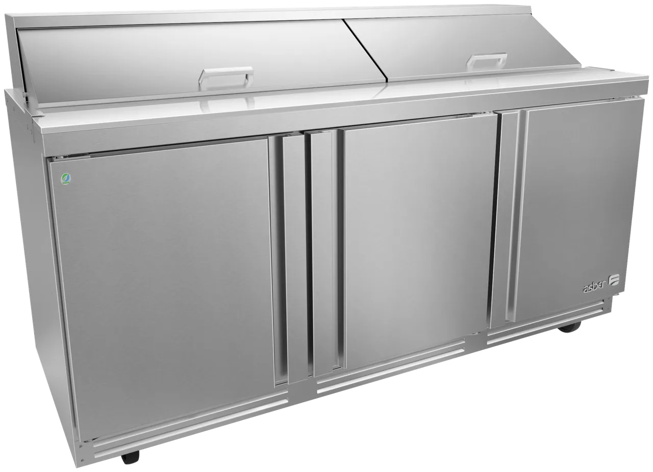 Asber APTS 72 18 P 72" 3-Door Sandwich and Salad Prep Table, 18 Pans