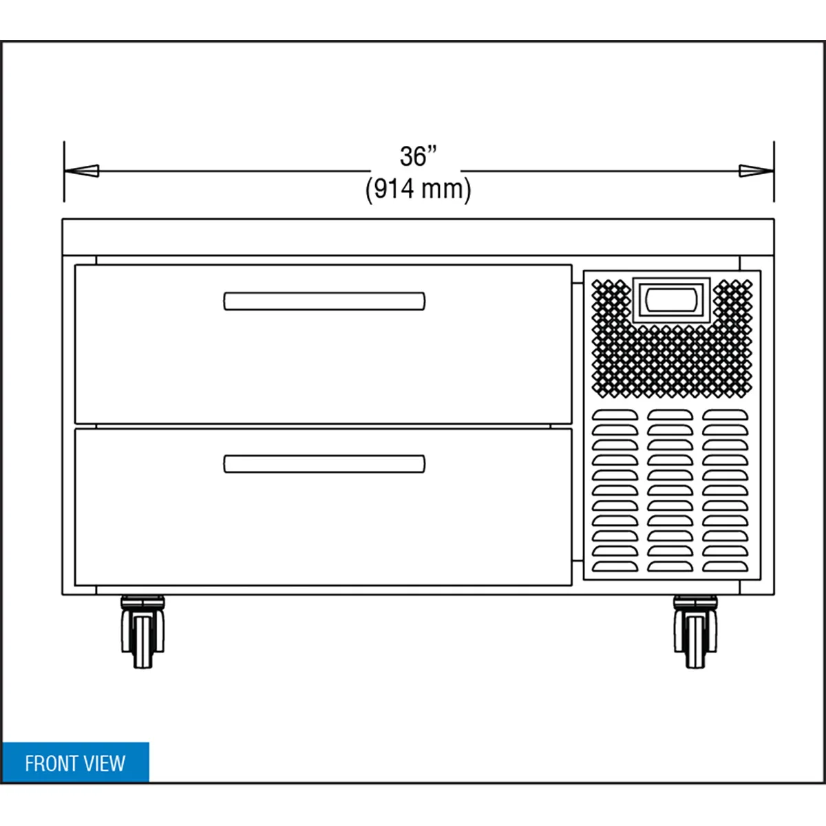 Continental Refrigerator D36GN 36" 2 Drawers Refrigerator Griddle Stand Chef Base w/ Marine Edge